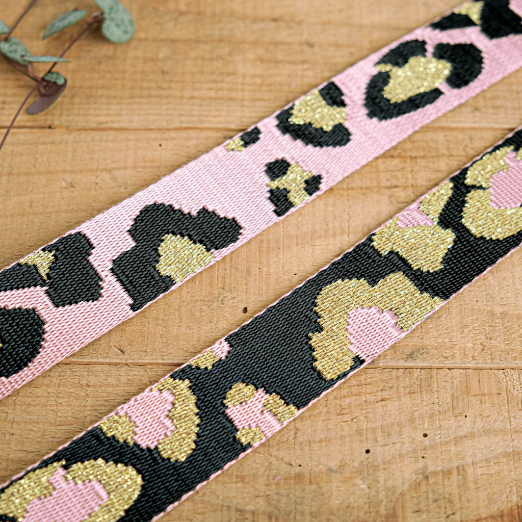 Sangle Motif Léopard Lurex Rose - Maison Klem